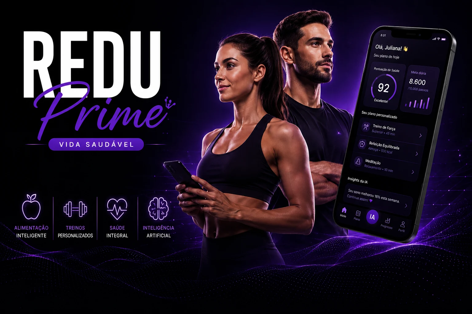 REDUPRIME — Vida Saudável com IA Nutricionista, análise por foto e chat 24/7