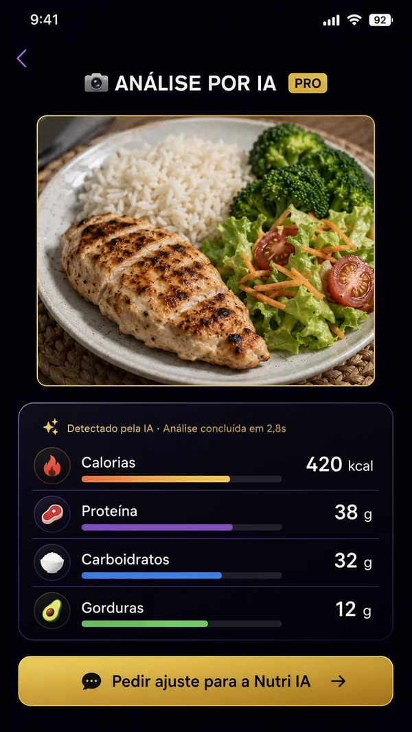 Análise nutricional por foto — IA detecta calorias e macros