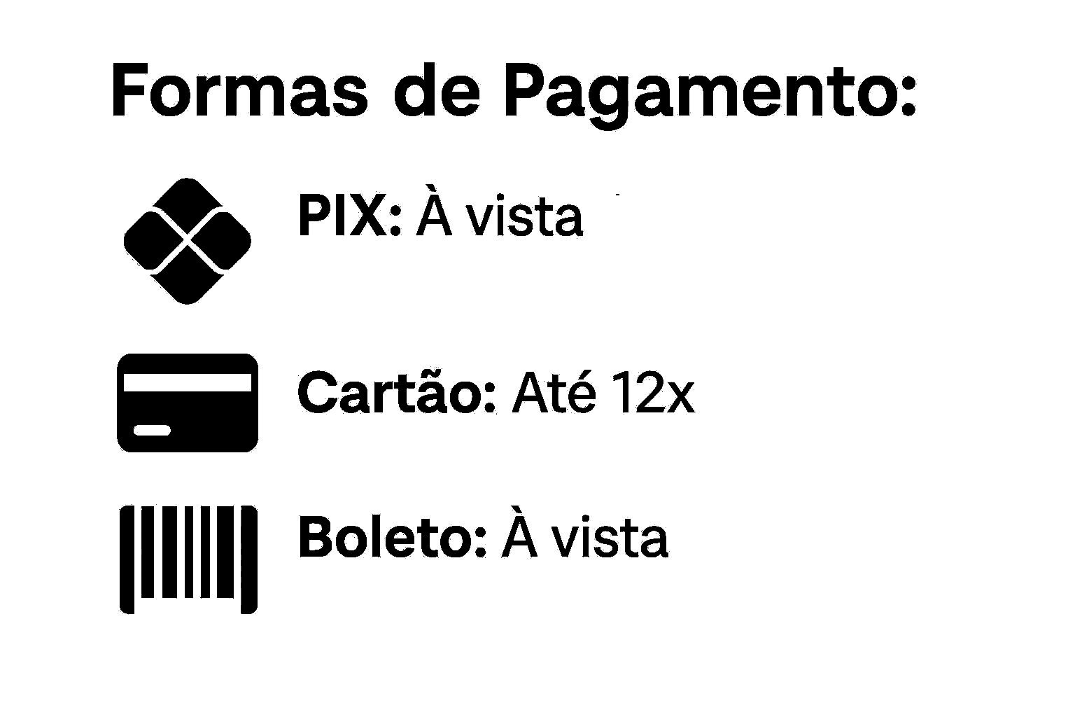 Formas de pagamento aceitas